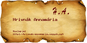 Hrivnák Annamária névjegykártya